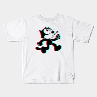 Retro 3D Glasses Style - Felix the Cat whistling Kids T-Shirt